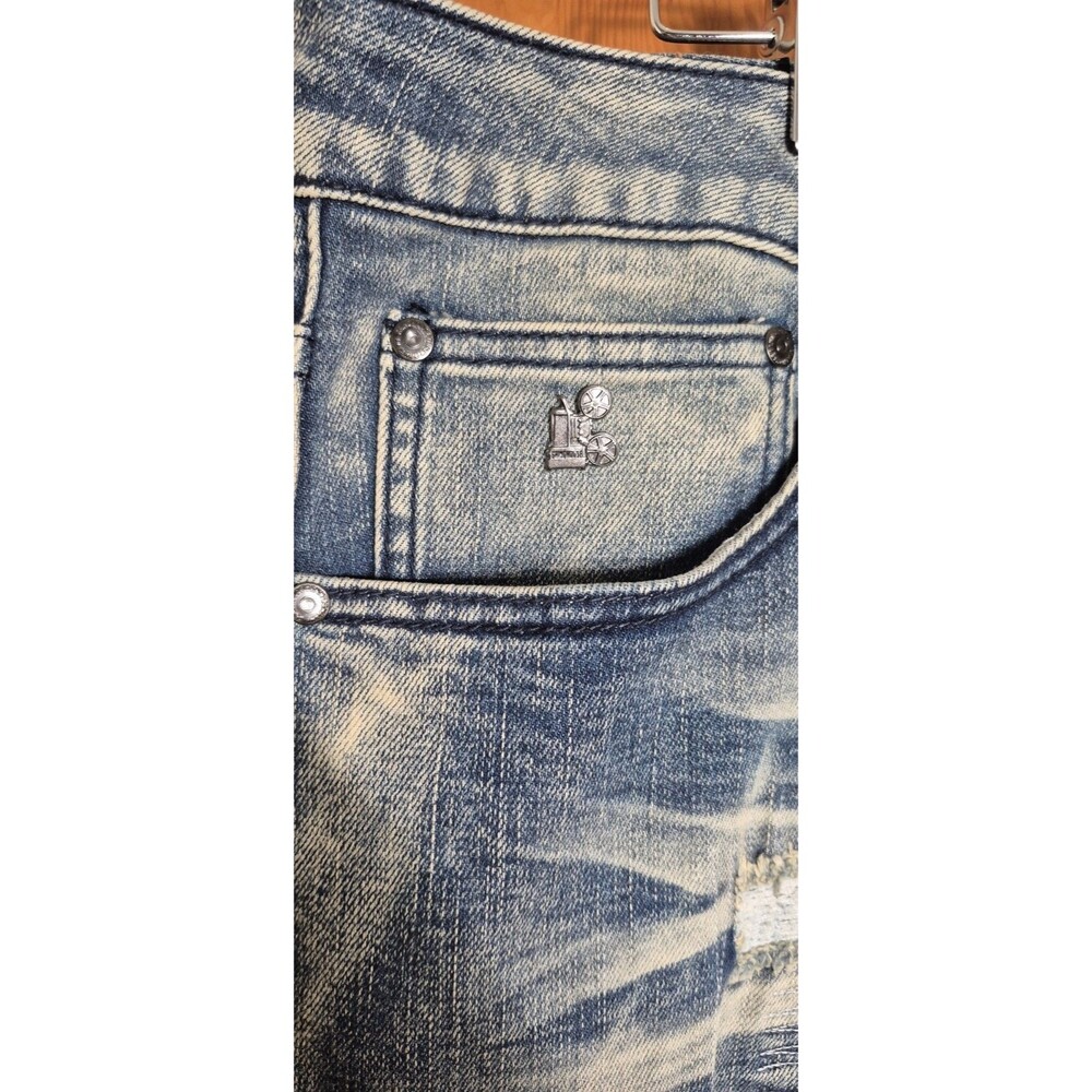 Grindhouse Denim Mens 40x32 Distressed Blue Jeans Stretchy Ripped High Rise NWT - Picture 8 of 12